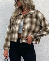 -Brown color
-Plaid 
-Long sleeves
-Cropped jacket
EA013291 JKT PLD