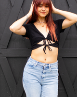 -Black color
-Double front ties
-Ribbed-knit
-Cutout front
-Comes in red, black and tan
BT03022 TOP BLK