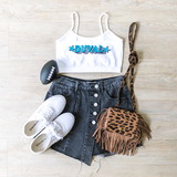 - CAMI CROP TOP
- SUPER STRETCHY DRY FIT FABRIC
- SCREEN PRINTED DESIGN
- SEEMLESS
ONE SIZE FITS MOST
MATERIAL CONTENTS:
92% NYLON
8% SPANDEX
F1207 W/DUV