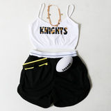 -White Color
-Black & Gold Floral Knights Print
-Spagetti Straps
-Elastic Waistband
-Fabric Stretches
-Tank Top
-Crop Top
Materials:
92% Nylon | 8% Spandex
GAMEDAY 2021 UCFFFLWR TOP