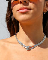 -Silver
-Knot Detail in Center
-Chain Texture
-Hook and Clasp Closure
-Choker
-Necklace
0422 CHAIN CHOKER NECKLACE