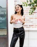 BLACK CROCODILE PENCIL PANTS