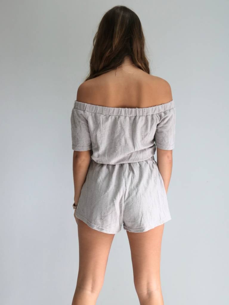Distressed Lace-Up Romper