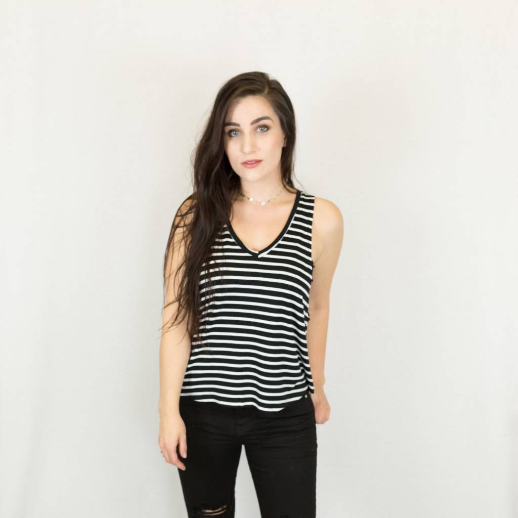 V-Neck Striped Tank