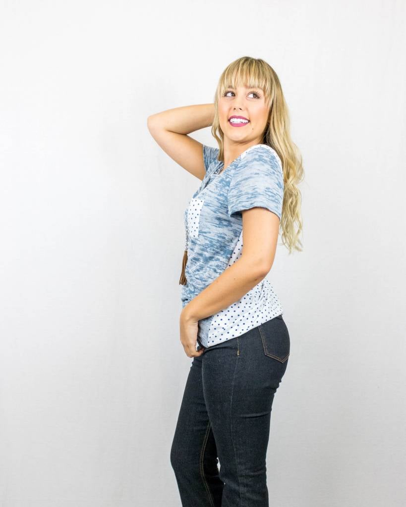 Two Toned Polka Dot Pocket Tee