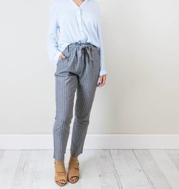 Gray Striped Bow Pants