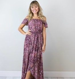 Off the Shoulder Paisley Maxi Dress